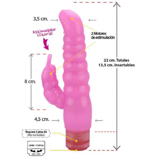 Vibrador Oruga con estimularo Clitorial